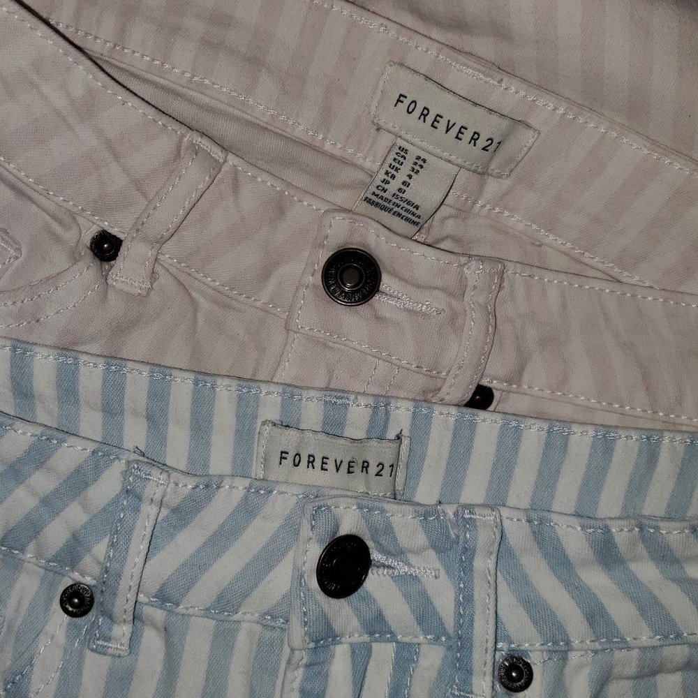 Forever 21 Pale Striped Skinny Jeans, Set of 2